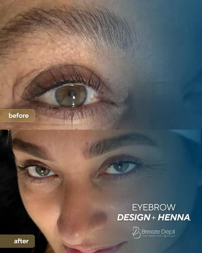 Eyebrow design and henna before and after