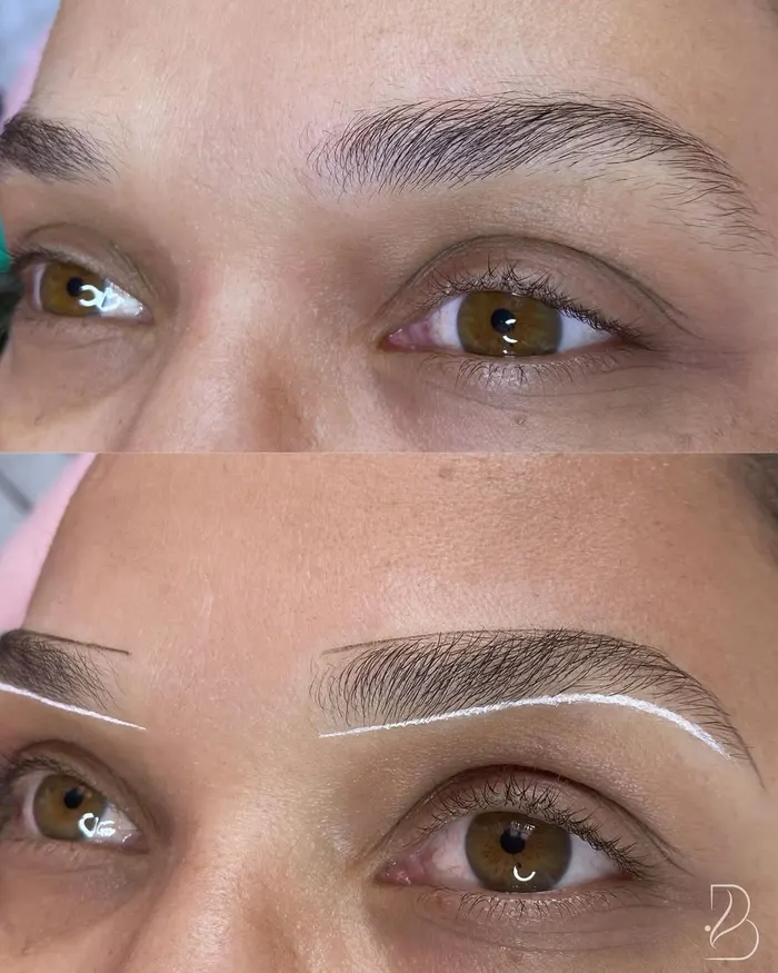 Eyebrow mapping and design before and after